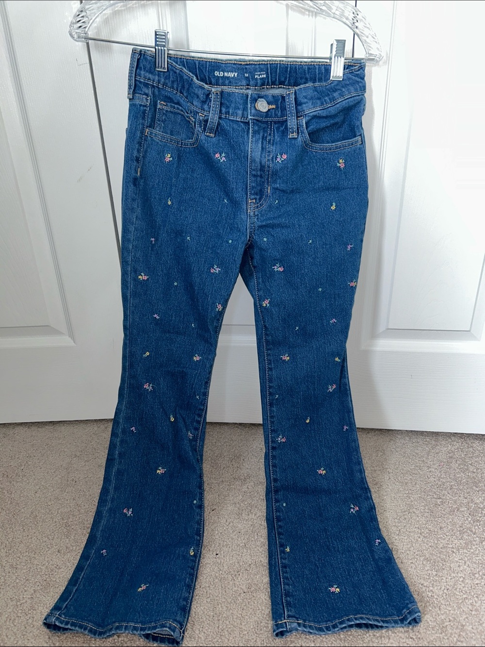 Girl’s size 12 flare jeans with floral embroidery
